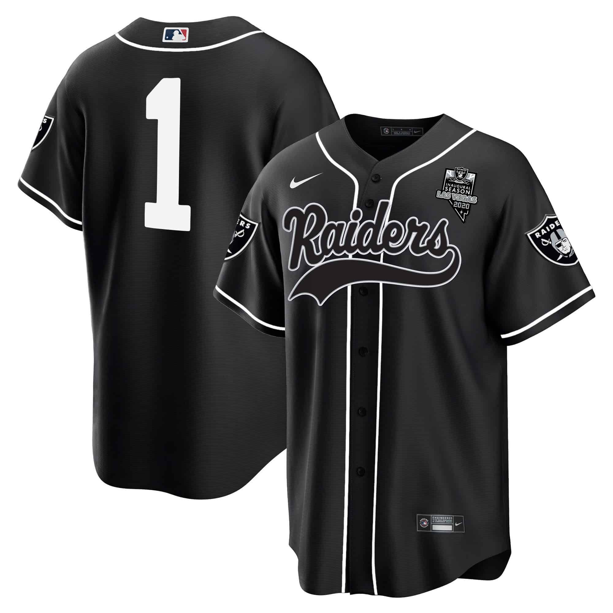 Men Oakland Raiders #1 No Name Black 2024 Nike Vapor Baseball NFL Jersey